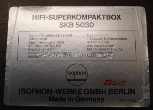 HiFi-Superkompaktbox SKB 5030; Isophon, E. Fritz & (ID = 2041421) Speaker-P