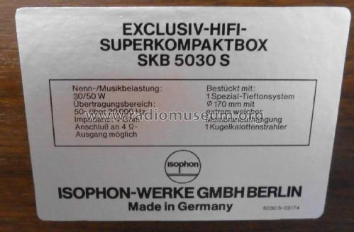 HiFi Superkompaktbox SKB 5030S; Isophon, E. Fritz & (ID = 2027978) Speaker-P