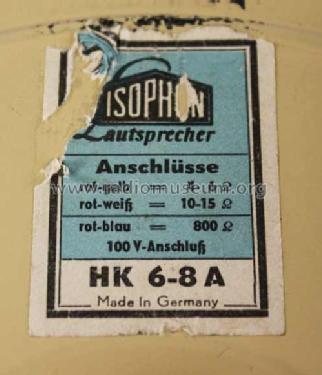 HK 6-8 ; Isophon, E. Fritz & (ID = 1992687) Lautspr.-K