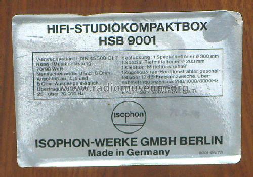 HSB9001; Isophon, E. Fritz & (ID = 281432) Parleur