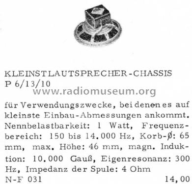 Kleinstlautsprecher P6/12/10; Isophon, E. Fritz & (ID = 1499682) Altavoz-Au