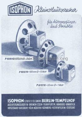 Rund-Lautsprecher P13/19/10; Isophon, E. Fritz & (ID = 1499628) Speaker-P