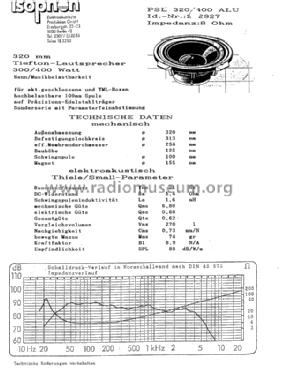 Tiefton-Lautsprecher PSL 320/400 Alu; Isophon, E. Fritz & (ID = 1481807) Altavoz-Au