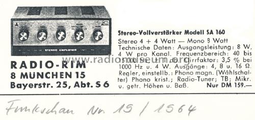 Palace Stereo-Amplifier SA-160; Itoka Products Co., (ID = 1688036) Ampl/Mixer