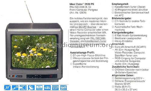 Ideal-Color 3126 PS; ITT nicht Schaub, (ID = 1933663) Television