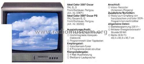 Ideal-Color 3307 Oscar; ITT nicht Schaub, (ID = 1933654) Televisión