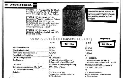 S 2-70; ITT nicht Schaub, (ID = 1738511) Speaker-P