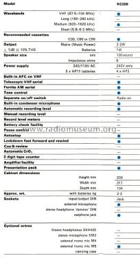 AM/FM Radio Cassette Recorder RC-200; ITT-KB; Foots Cray, (ID = 2079781) Radio