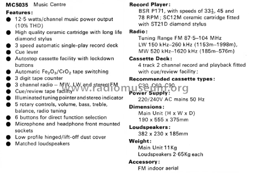 Music Centre UA5035 or MC5035; ITT-KB; Foots Cray, (ID = 2079560) Radio