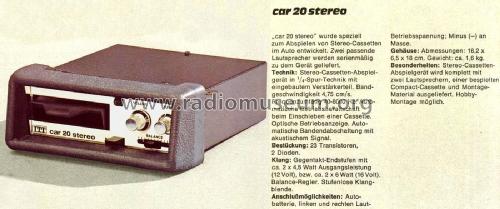 Car 20 Stereo; ITT Schaub-Lorenz (ID = 2703127) R-Player