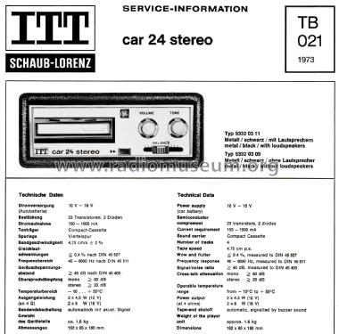 Car 24 Stereo; ITT Schaub-Lorenz (ID = 2703209) R-Player