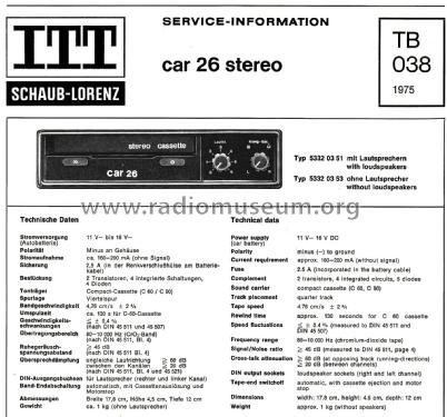 Car 26 Stereo; ITT Schaub-Lorenz (ID = 2703354) Ton-Bild