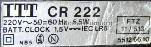 Clockradio Quarz CR222; ITT Schaub-Lorenz (ID = 689626) Radio