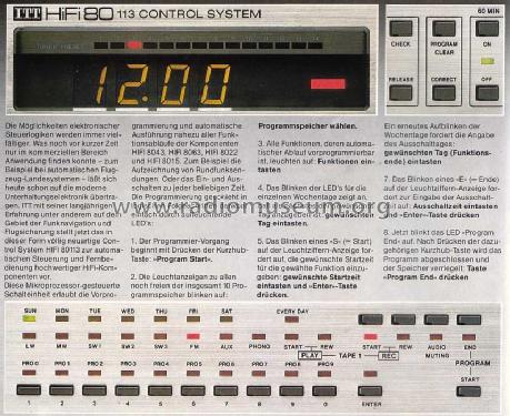 Control-System HiFi 80113; ITT Schaub-Lorenz (ID = 1927427) Diverses