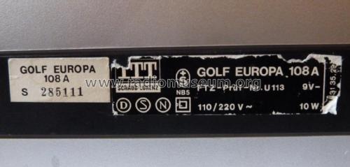 Golf Europa 108A 5213-0289; ITT Schaub-Lorenz (ID = 2605633) Radio