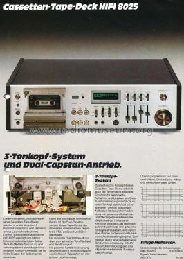 Cassetten-Deck HiFi 8025; ITT Schaub-Lorenz (ID = 1168673) Ton-Bild