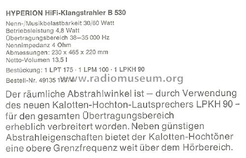 Hyperion B 530 ; ITT Schaub-Lorenz (ID = 1016961) Speaker-P