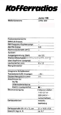 Junior 108 5233 0529, 5533 0535; ITT Schaub-Lorenz (ID = 3022249) Radio