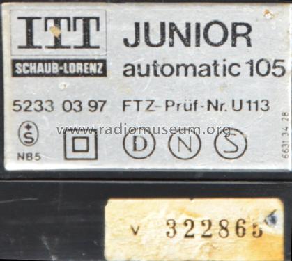 JUNIOR automatic 105 5233 03 97; ITT Schaub-Lorenz (ID = 1654219) Radio