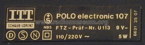 Polo Electronic 107 52130269; ITT Schaub-Lorenz (ID = 1662717) Radio