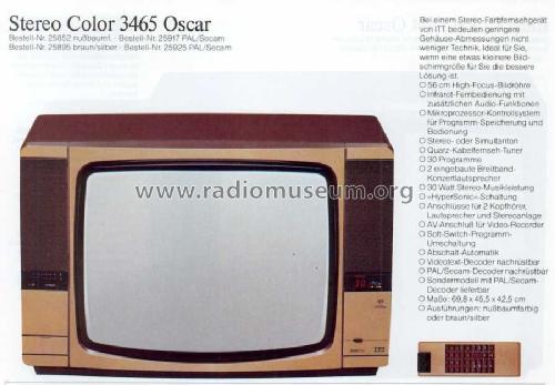 Stereo Color 3465 Oscar; ITT nicht Schaub, (ID = 1931354) Fernseh-E