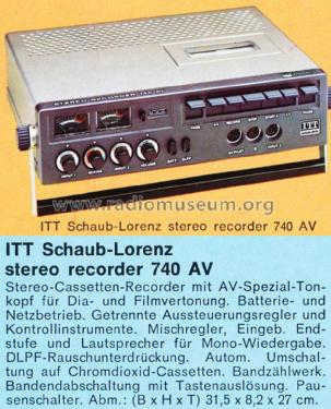 Stereo Recorder 740 AV 53320529; ITT Schaub-Lorenz (ID = 1291677) R-Player