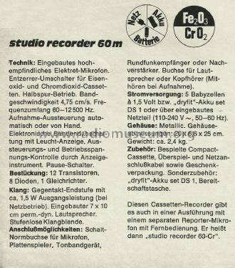 studio recorder 60M; ITT Schaub-Lorenz (ID = 1986625) Enrég.-R