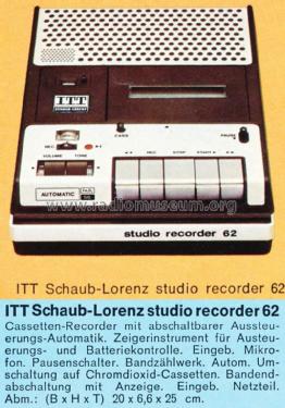 Studio Recorder 62; ITT Schaub-Lorenz (ID = 1291676) Enrég.-R