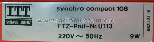 Synchro Compact 108 ; ITT Schaub-Lorenz (ID = 996531) Radio