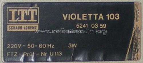 Violetta 103 5241 03 59 ; ITT Schaub-Lorenz (ID = 1102343) Radio