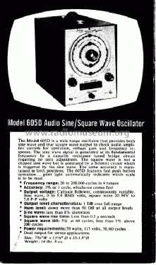 Audio Sine/Squarewave Oscillator 605D; Jackson The (ID = 575999) Equipment