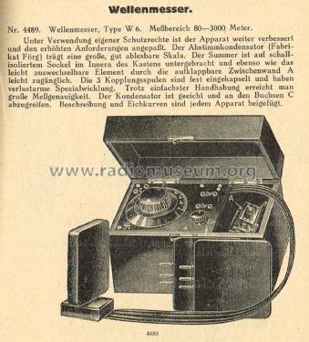 Wellenmesser W6; Jahre, Richard, (ID = 1983124) Equipment