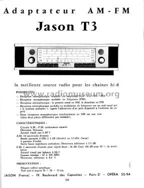 Adaptateur AM-FM Stéréo T3; Jason France; Paris (ID = 2521866) Radio