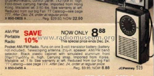 FM/AM Pocket Radio 680-1394; JCPenney, Penney's, (ID = 2693347) Radio