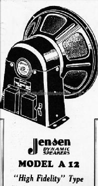 Concert Speaker A12; Jensen Radio (ID = 1692060) Speaker-P
