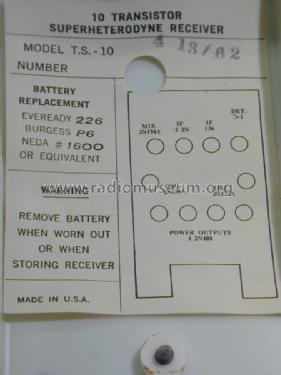 Super 10 All Transistor T.S.-10; Jewel Radio Corp.; (ID = 859843) Radio