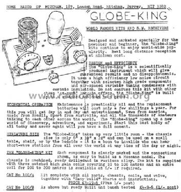 Globe-King S.W. Receiver 100/A; Johnsons Radio; (ID = 1067114) Amateur-R