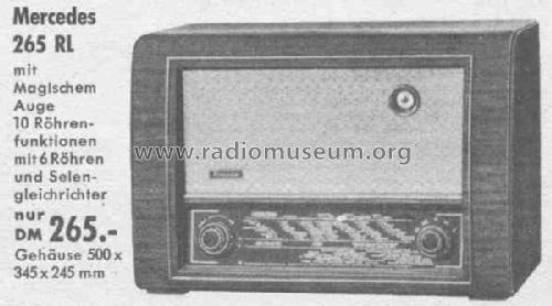 Mercedes 265 RL 6973 UW4 RL; Jotha-Radio, El.-App (ID = 385018) Radio