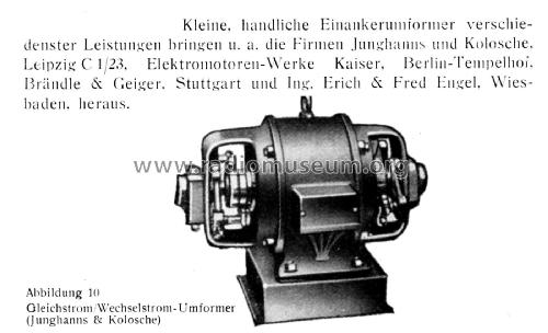 Einanker-Umformer ; Junghanns & Kolosche (ID = 2348000) Strom-V