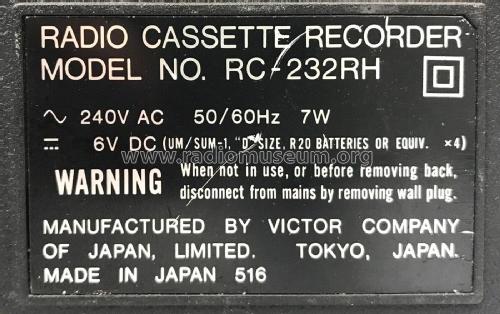 3 Band Radio Cassette Recorder RC-232RH; JVC - Victor Company (ID = 2894191) Radio