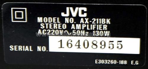 Stereo Integrated Amplifier AX-211BK; JVC - Victor Company (ID = 1713914) Ampl/Mixer