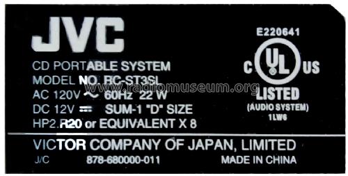 CD Portable System RC-ST3; JVC - Victor Company (ID = 2760870) Radio