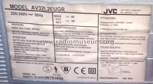 Colour Television AV32L2EUGR; JVC - Victor Company (ID = 2688842) Television