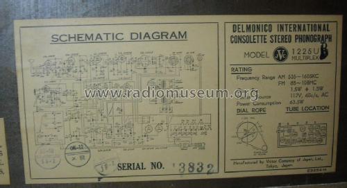 Delmonico Consolette Stereo Phonograph 1225U ; JVC - Victor Company (ID = 1394515) Radio