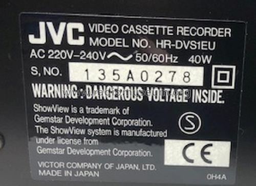 Video Cassette Recorder HR-DVS1 EU; JVC - Victor Company (ID = 2515040) R-Player