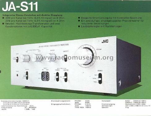 Stereo Integrated Amplifier JA-S11; JVC - Victor Company (ID = 578184) Ampl/Mixer