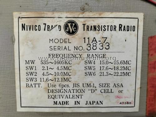Nivico 11 Transistor 7 Band 11A-7; JVC - Victor Company (ID = 2722585) Radio