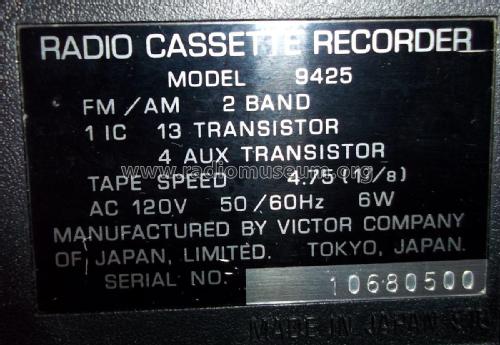 Nivico Radio Cassette Recorder 9425 ; JVC - Victor Company (ID = 2671068) Radio