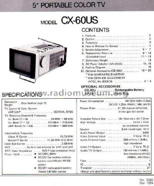 Portable Color TV 5' CX-60US; JVC - Victor Company (ID = 1001610) Television