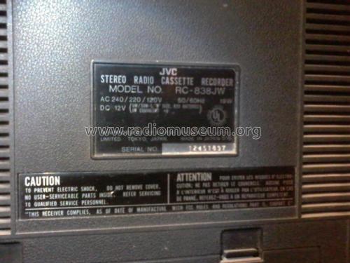 Biphonic Stereo Sound System - Radio Cassette Recorder RC-838JW ; JVC - Victor Company (ID = 2113156) Radio